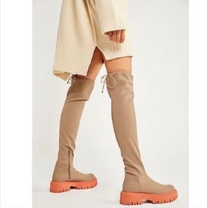 Free People Chase Second Skin Over The Knee Stretch Boot Taupe